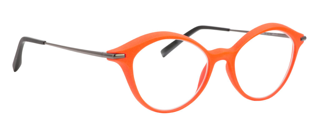 monture design créateur 3D moderne mode femme orange